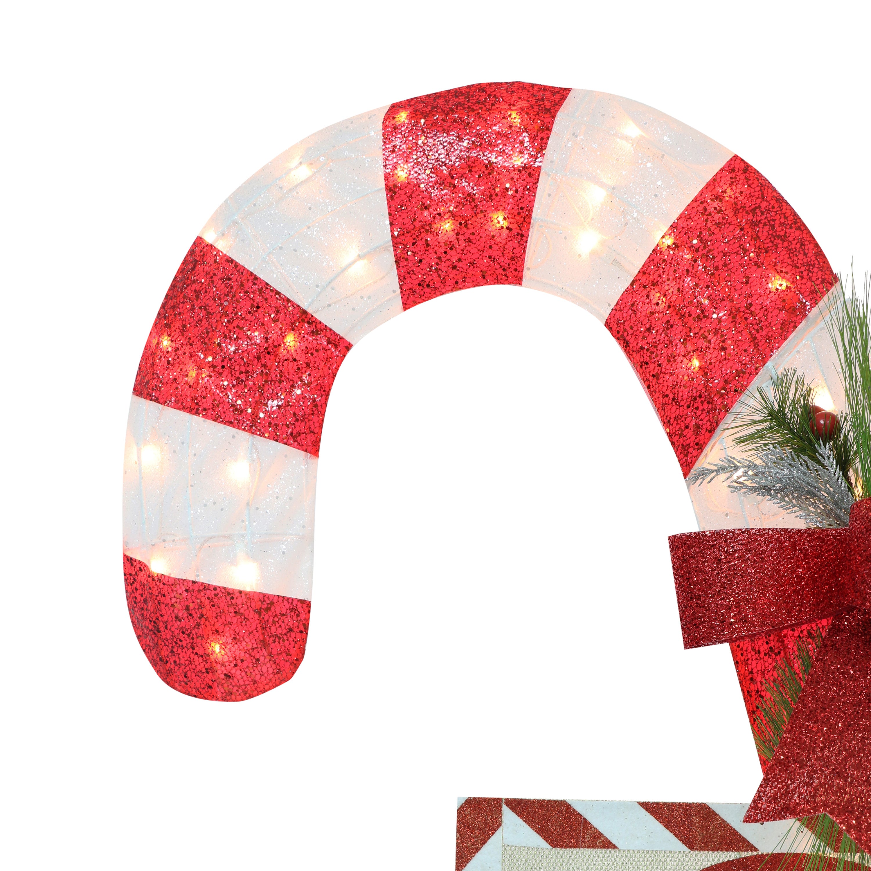 52in Lighted Outdoor Fabric Mesh Candy Cane Pair